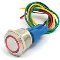 DollaTek 22mm Interruptor momentáneo Botón pulsador Interruptor 12V DC Angel Eye LED Interruptor redondo redondo de…